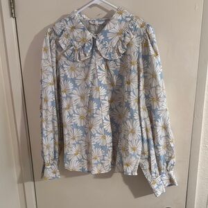 Floral Ruffle Collar Blouse